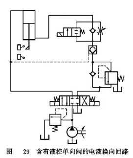 含有液控單向閥的電液換向回路 含有液控單向閥的電液換向回路